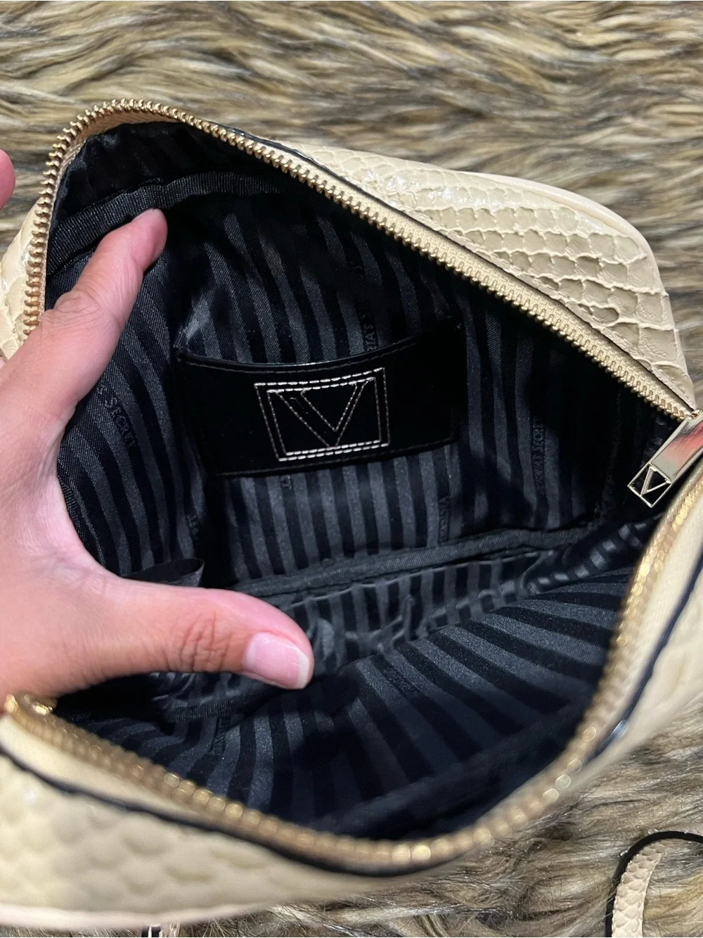 Victoria’s secret Beige Python-Embossed Crossbody Bag